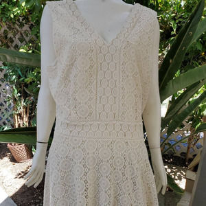 Cotton Crochet Lace  Sleeveless Dress Charter Club 2X  Ivory Cream*